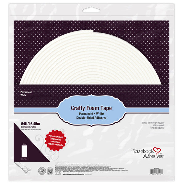 Adhesivos para álbumes de recortes de 3L Crafty Foam Tape, color blanco, 54 pies
